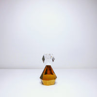 Amber cut glass candle holder