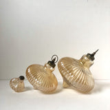 Amber ripple glass decorations: set of 4