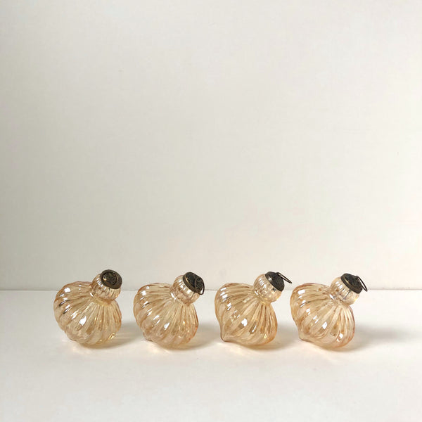 Set of Amber ripple glass decorations