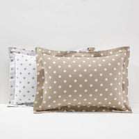 Stone + white dot pillow cases: Reversible pair