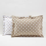 Stone + white dot pillow cases: Reversible pair
