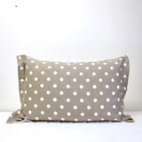Stone + white dot pillow cases: Reversible pair