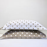 Stone + white dot pillow cases: Reversible pair