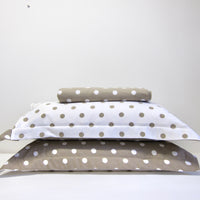 Stone + white dot pillow cases: Reversible pair