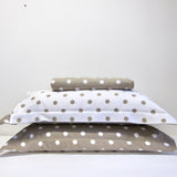 Stone + white dot pillow cases: Reversible pair