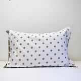 Stone + white dot pillow cases: Reversible pair