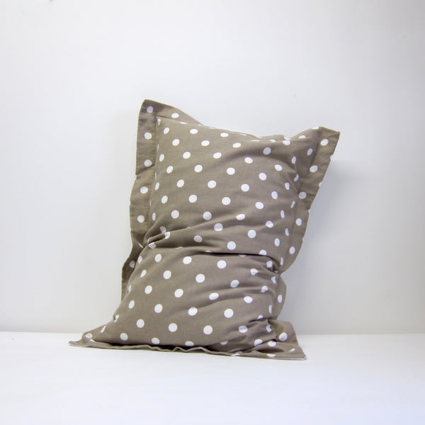 Stone + white dot pillow cases: Reversible pair