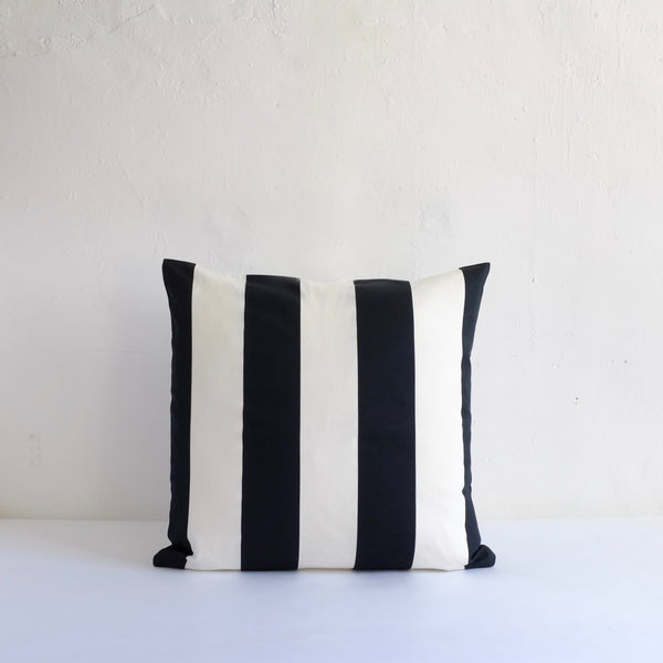 Black & white striped cushion