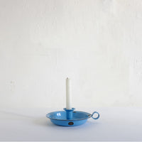 Blue enamel candle holder