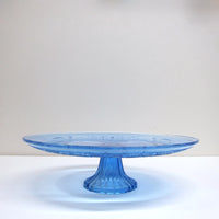 Blue glass cake stand