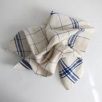 Vintage blue + natural linen tea towels
