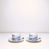 Blue marble effect cup & saucer