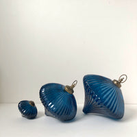 Set of blue ripple glass decoration