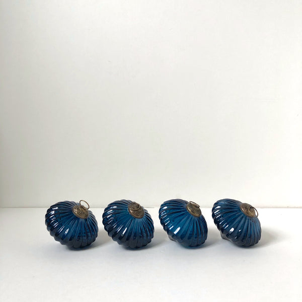 Set of blue ripple glass decoration