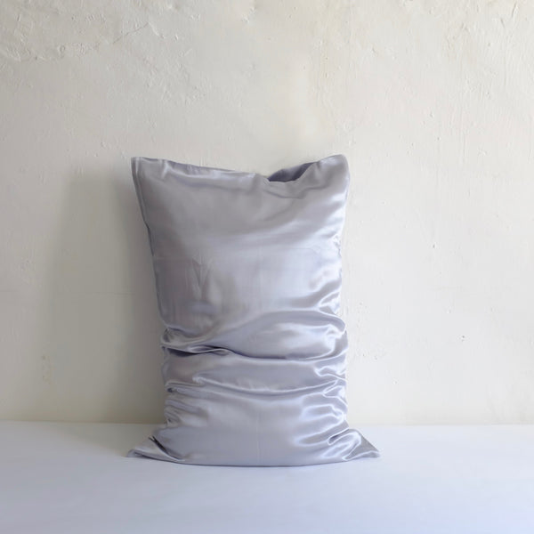 Blue satin pillow case
