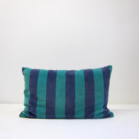 Blue + green velvet cushion