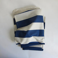 Waxed blue & white striped tablecloth