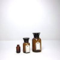 Brown glass apothecary bottles