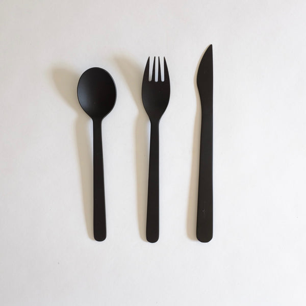 Matt black cutlery set