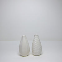 Pair graphic white ceramic vases