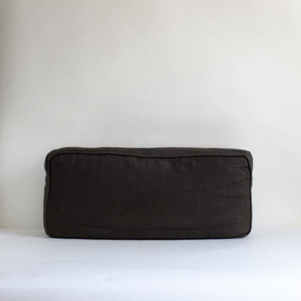 Charcoal linen cushion with piping