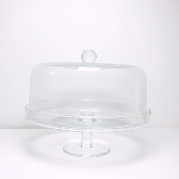 Large glass lidded cake stand
