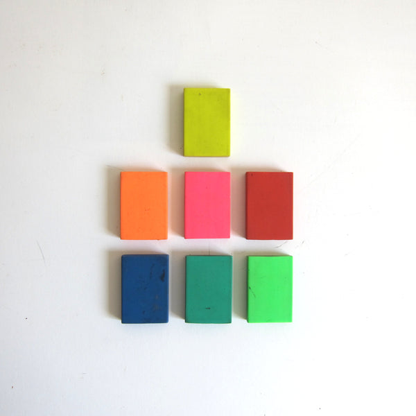 Bright coloured erasers
