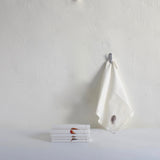 Embroidered leaf white cotton napkins
