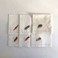 Embroidered leaf white cotton napkins