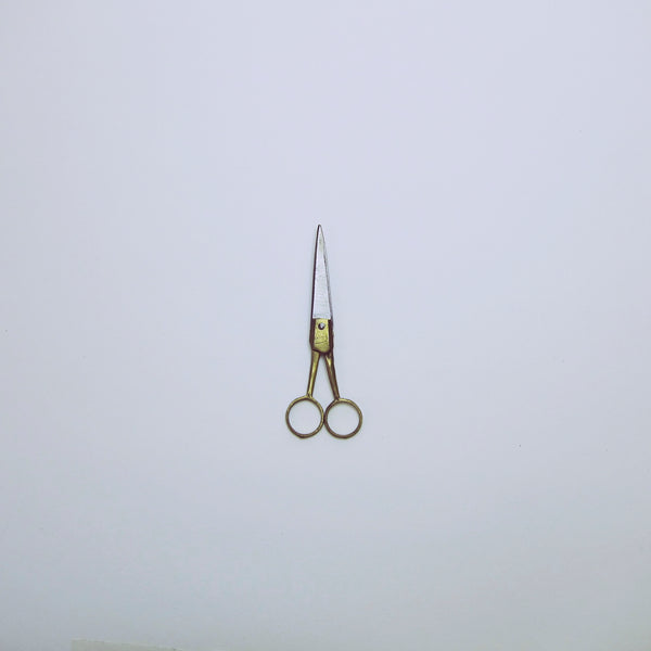 Thin brass hairdressers scissors
