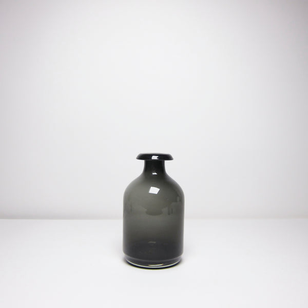 Flute neck grey glass vase