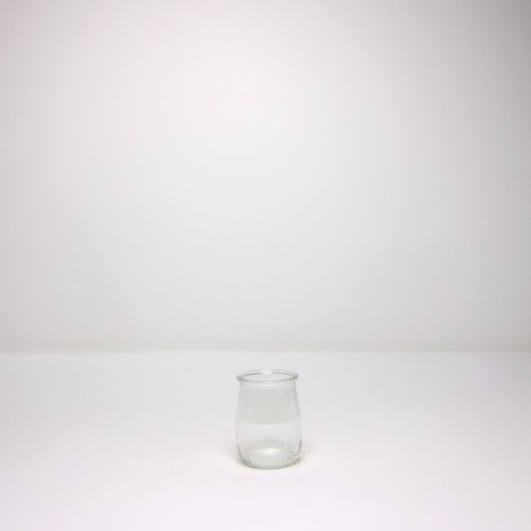 Clear glass yoghurt pot