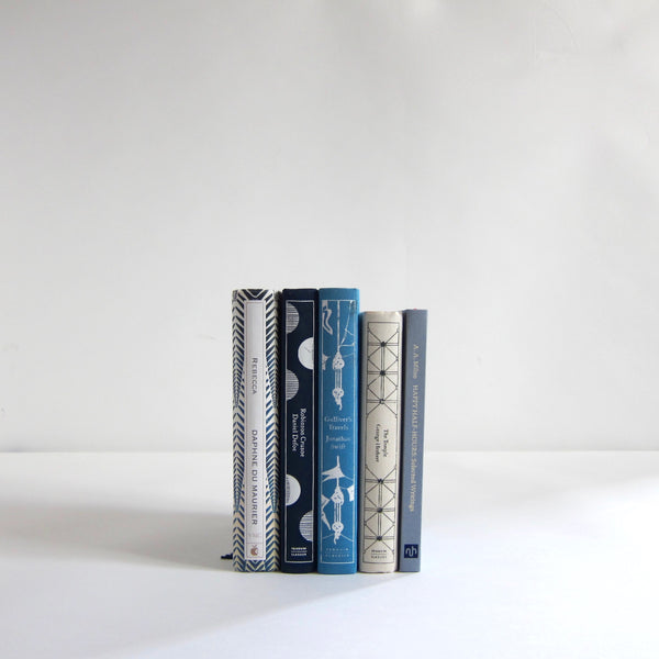 Graphic blue cloth books