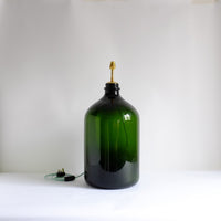 Large green glass carboy lamp base
