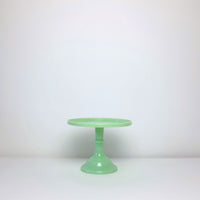 Green milk glass cake stand