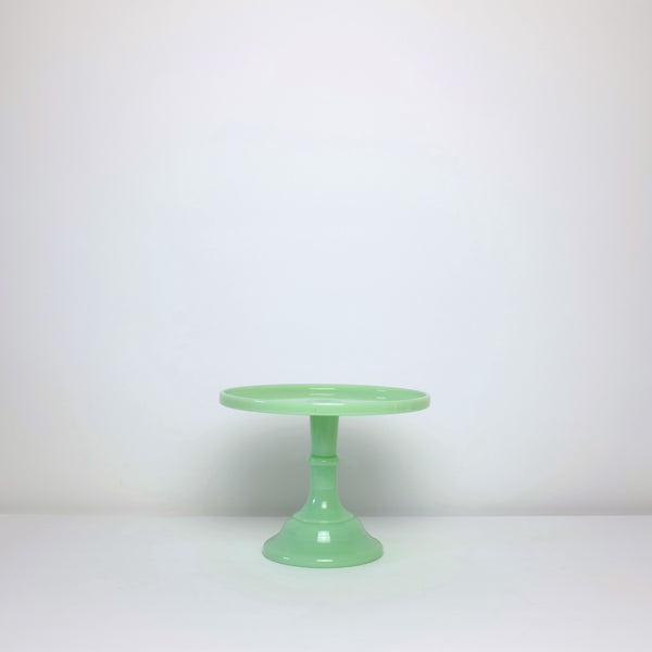 Green milk glass cake stand