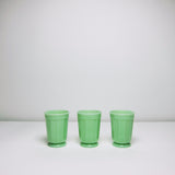 Green milk glass cups
