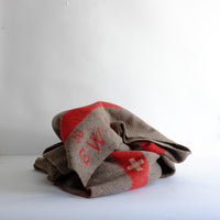 Grey + red swiss army blanket