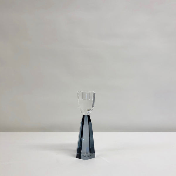 Grey cut glass candle holder