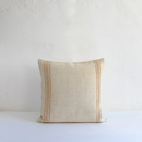 Heavy vintage natural linen yellow striped cushion