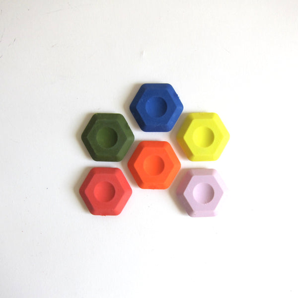 Hexagonal coloured erasers