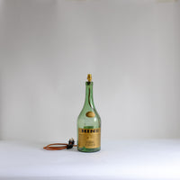 Tall green glass bottle lamp base