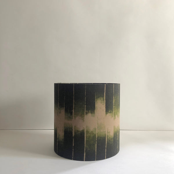 Olive faded stripe lampshade