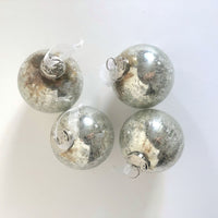 Heavy silver glass baubles: set of 4