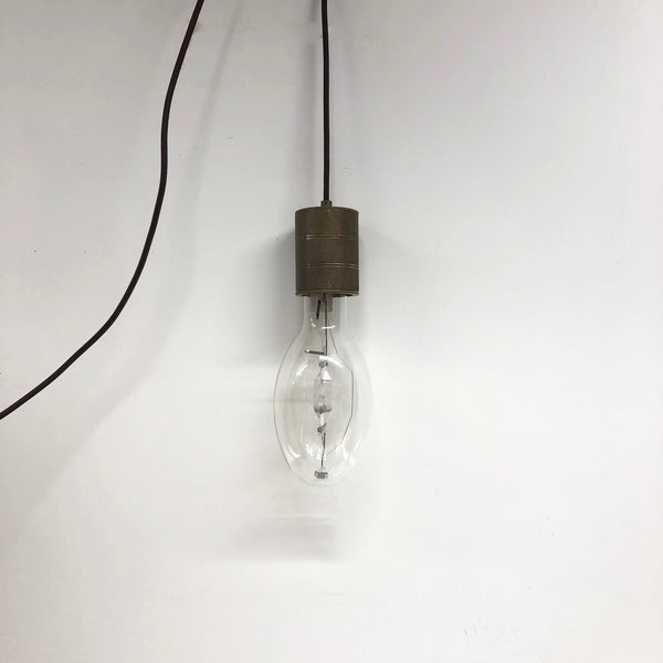 Large brass hanging cable light: teardrop
