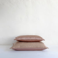 Muted pink satin cushion