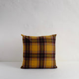 Mustard wool tartan cushion