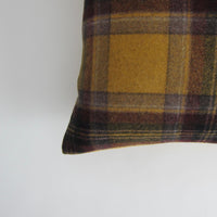Mustard wool tartan cushion