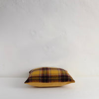 Mustard wool tartan cushion