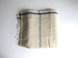 Natural linen with blue stripe throw